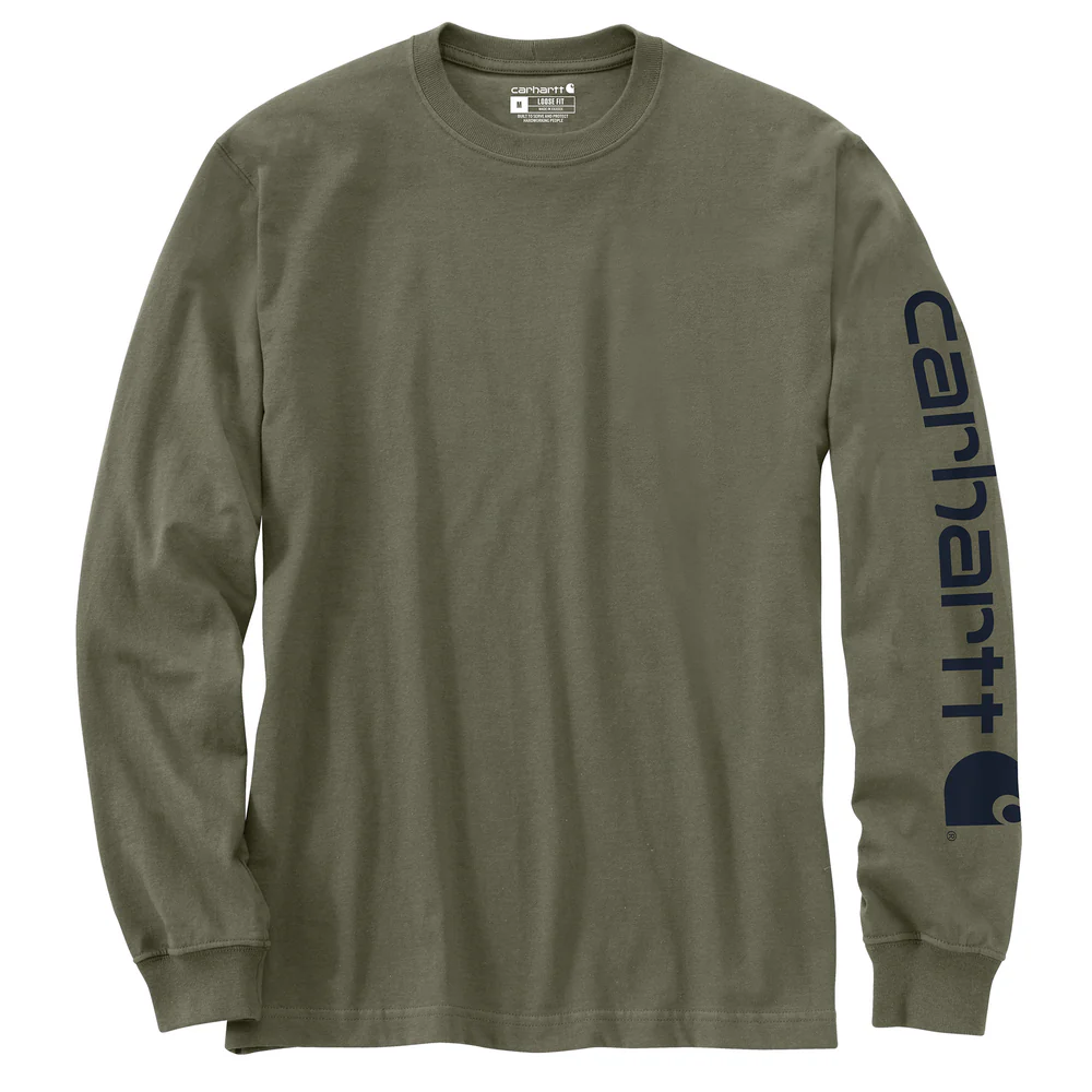 Loose Fit Heavyweight Long-Sleeve Logo Sleeve Graphic T-Shirt - DOV-Dusty Olive | Carhartt K231