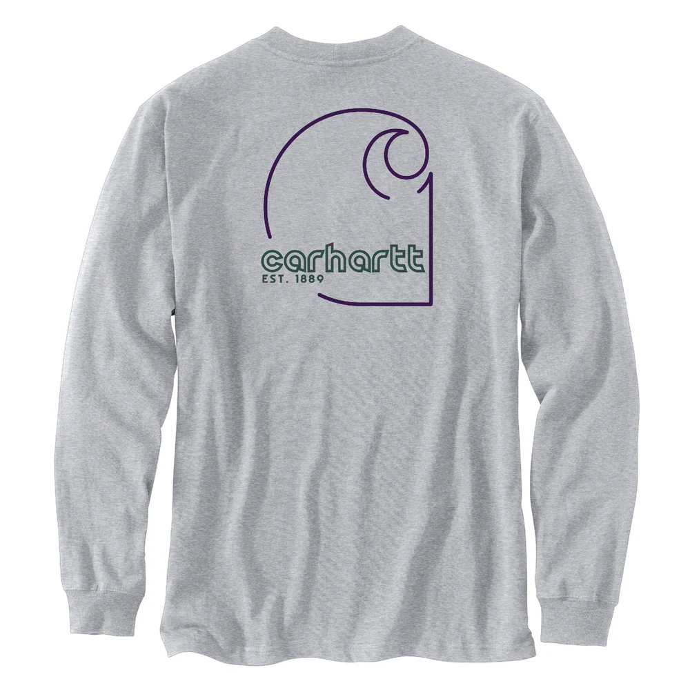 Loose Fit Heavyweight Long-Sleeve Pocket C Graphic T-Shirt - HGY-Heather Grey | Carhartt 106496