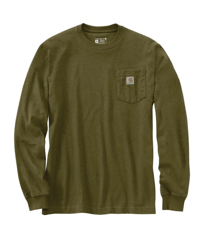 Loose Fit Heavyweight Long-Sleeve Pocket Outdoor T-Shirt - GL8-Dark Bronzed Green Heather | Carhartt 107176 - Image 2