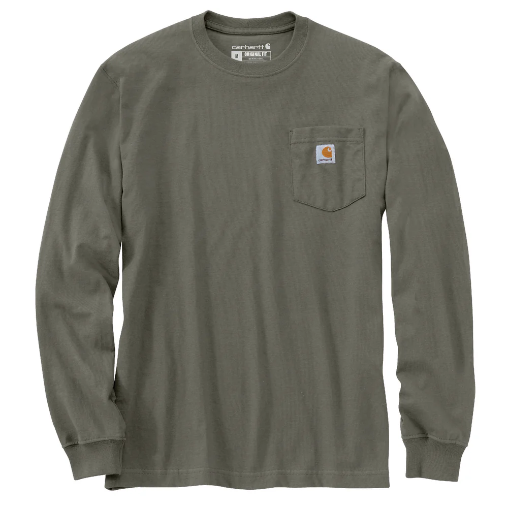 Loose Fit Heavyweight Long-Sleeve Pocket T-Shirt - DOV-Dusty Olive | Carhartt K126 - Image 2