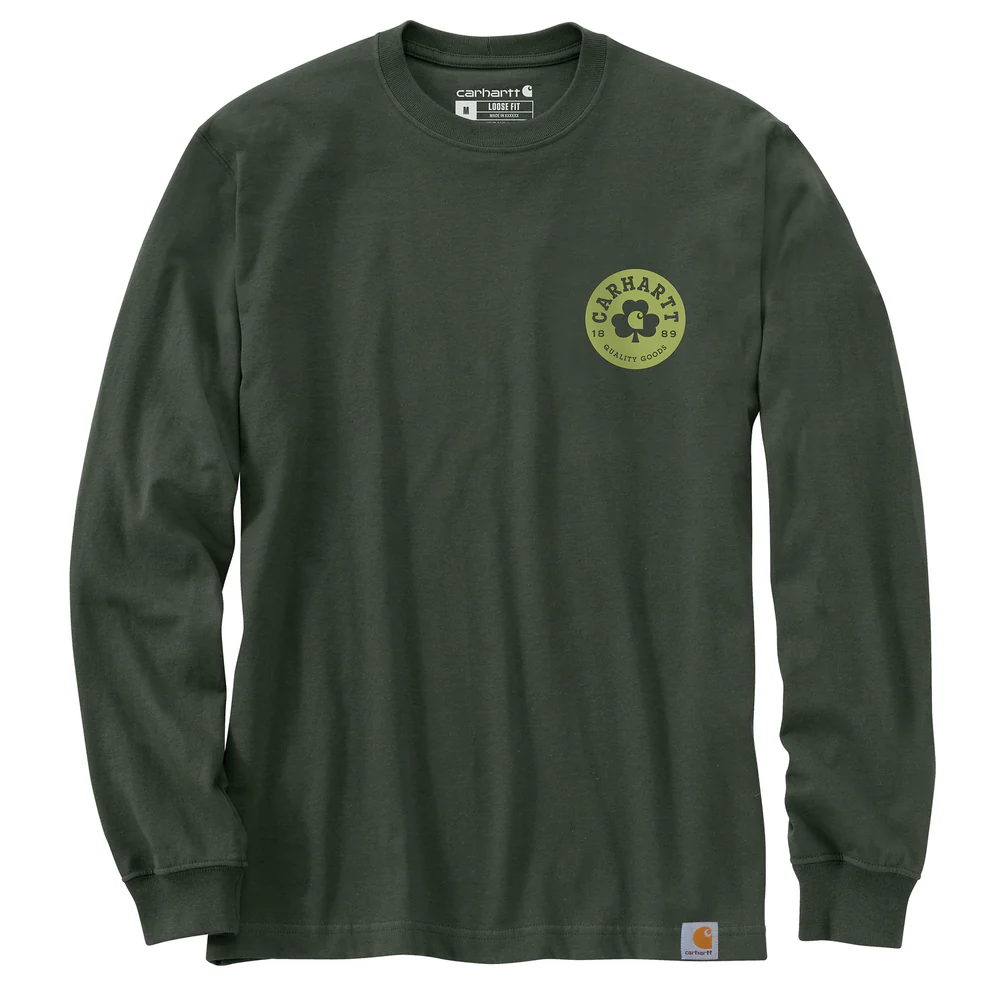 Loose Fit Heavyweight Long-Sleeve Shamrock Graphic T-Shirt - GI5-Forestry Green | Carhartt 106749 - Image 2