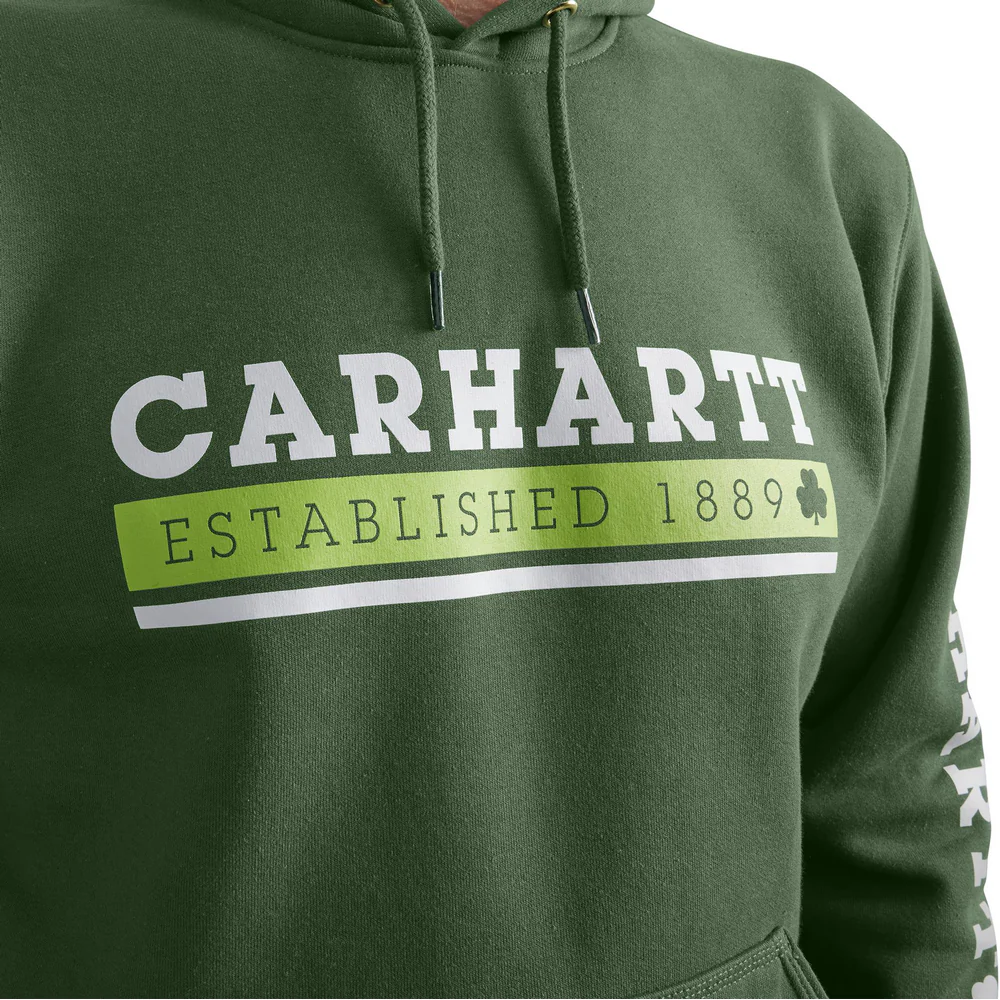 Loose Fit Midweight Hooded Shamrock Graphic Sweatshirt - GI5-Forestry Green | Carhartt 106751 - Image 2