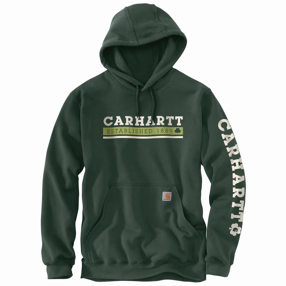 Loose Fit Midweight Hooded Shamrock Graphic Sweatshirt - GI5-Forestry Green | Carhartt 106751 - Image 3
