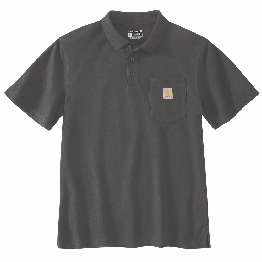 Loose Fit Midweight Short-Sleeve Pocket Polo - CRH-Carbon Heather | Carhartt 106685 - Image 2