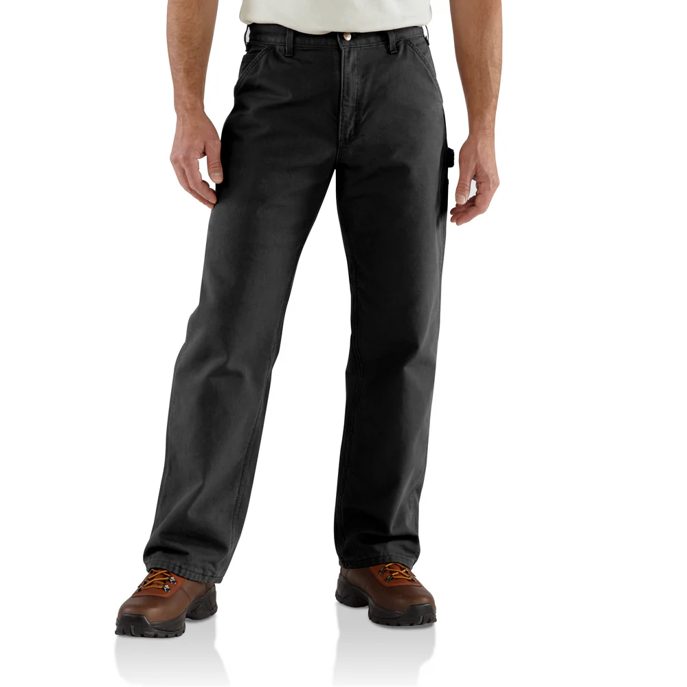 Loose Fit Washed Duck Flannel-Lined Utility Work Pant - BLK-Black | Carhartt B111 - Image 3
