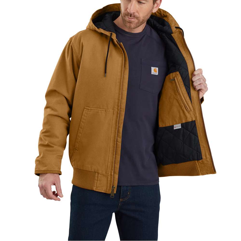 Loose Fit Washed Duck Insulated Active Jacket - BRN-Carhartt Brown | Carhartt 104050 - Image 3