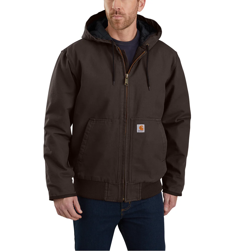 Loose Fit Washed Duck Insulated Active Jacket - DKB-Dark Brown | Carhartt 104050