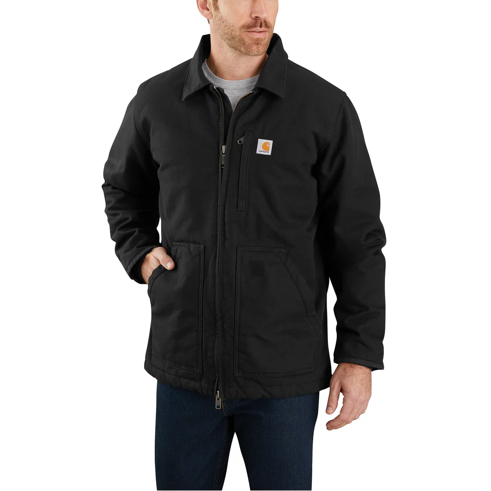 Loose Fit Washed Duck Sherpa-Lined Coat - BLK-Black | Carhartt 104293 - Image 2