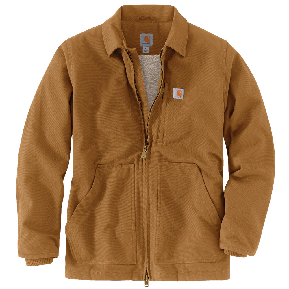 Loose Fit Washed Duck Sherpa-Lined Coat - BRN-Carhartt Brown | Carhartt 104293 - Image 2