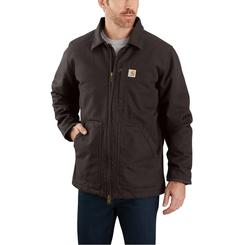 Loose Fit Washed Duck Sherpa-Lined Coat - DKB-Dark Brown | Carhartt 104293