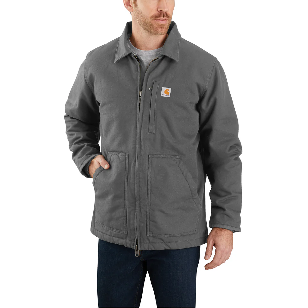 Loose Fit Washed Duck Sherpa-Lined Coat - GVL-Gravel | Carhartt 104293