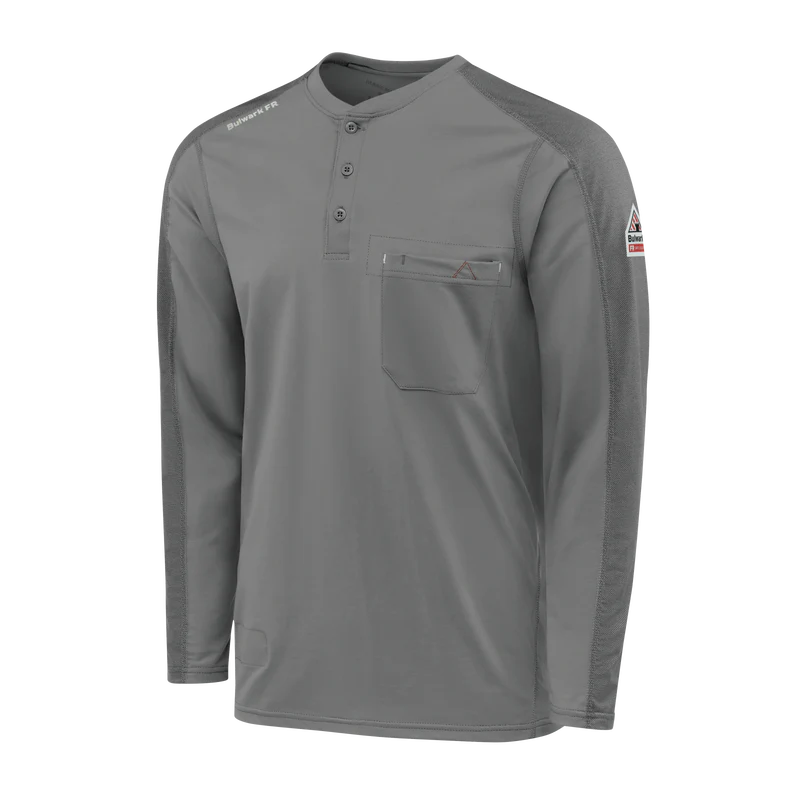 Men's Flex Knit Henley - CH-Charcoal | Bulwark STL2