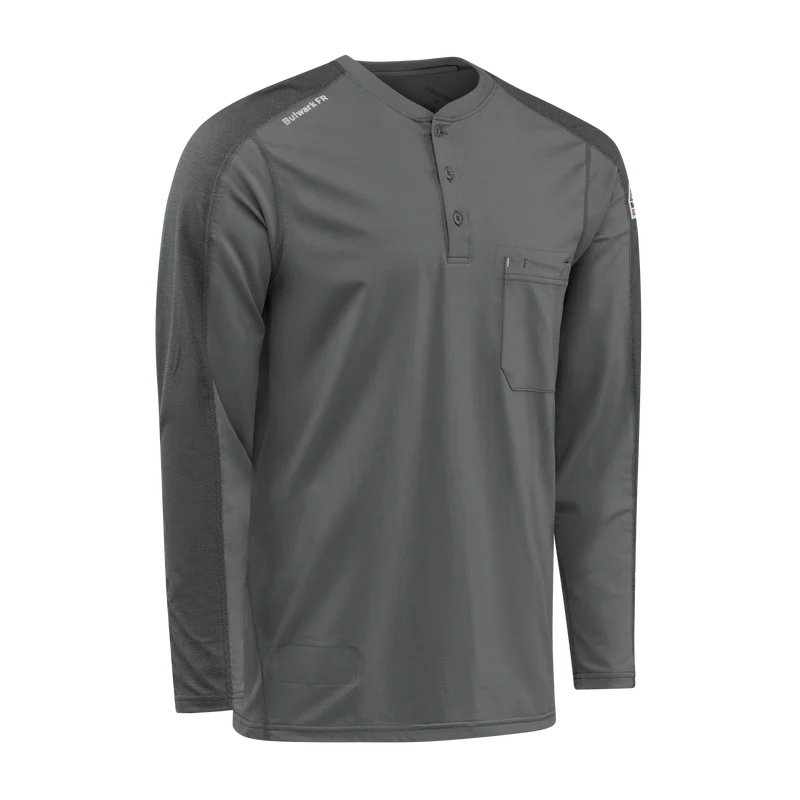 Men's Flex Knit Henley - CH-Charcoal | Bulwark STL2 - Image 4
