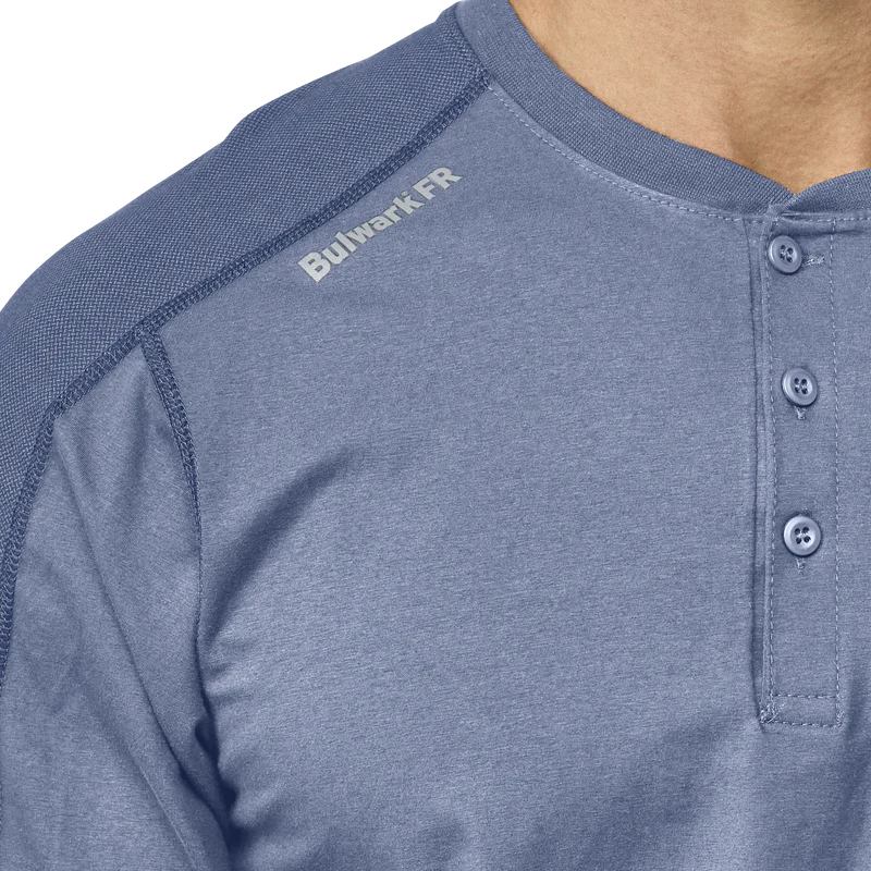 Men's Flex Knit Henley - LB-Light Blue | Bulwark STL2 - Image 2