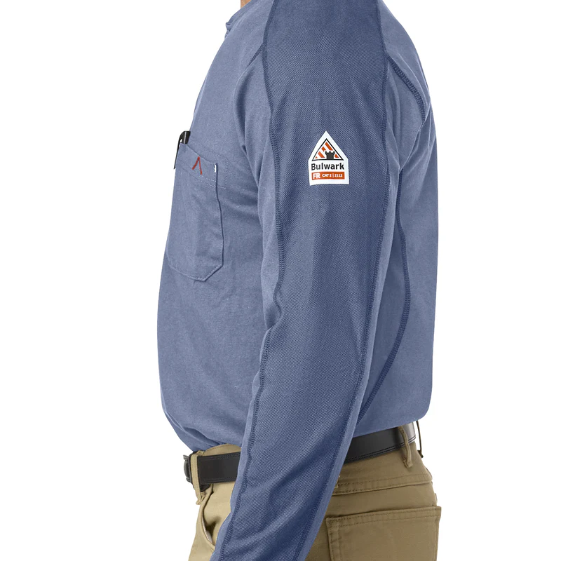 Men's Flex Knit Henley - LB-Light Blue | Bulwark STL2 - Image 4