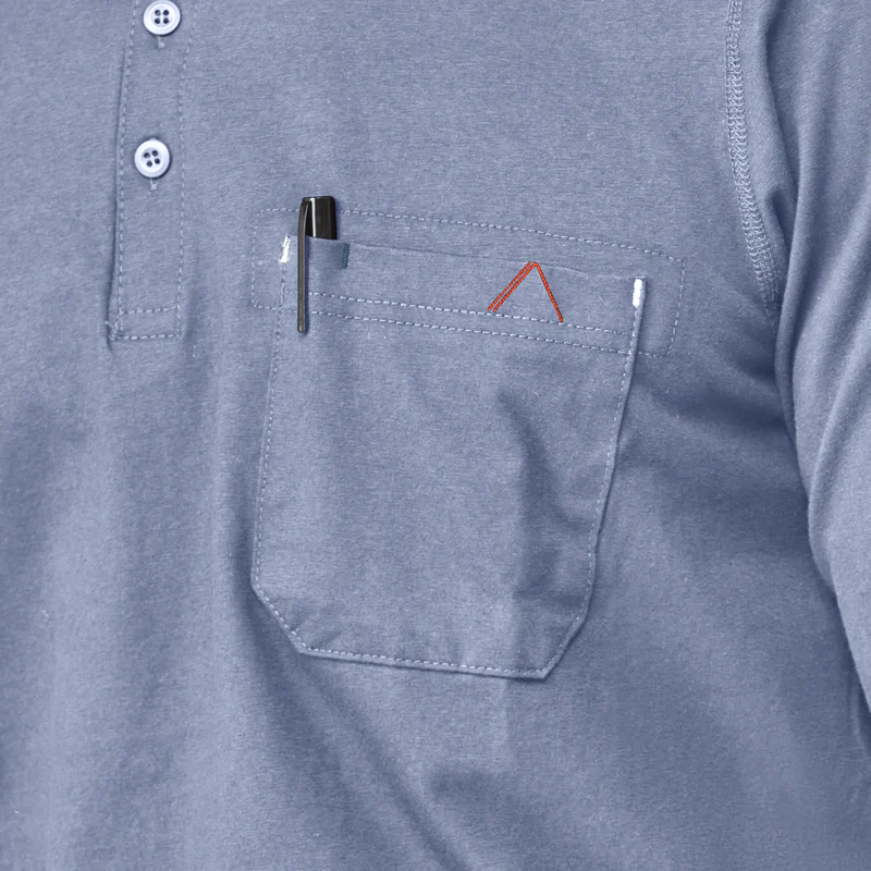 Men's Flex Knit Henley - LB-Light Blue | Bulwark STL2 - Image 5