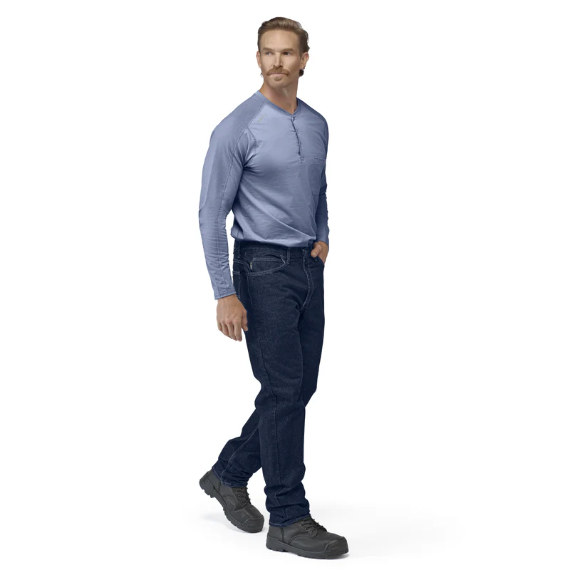 Men's Flex Knit Henley - LB-Light Blue | Bulwark STL2 - Image 6
