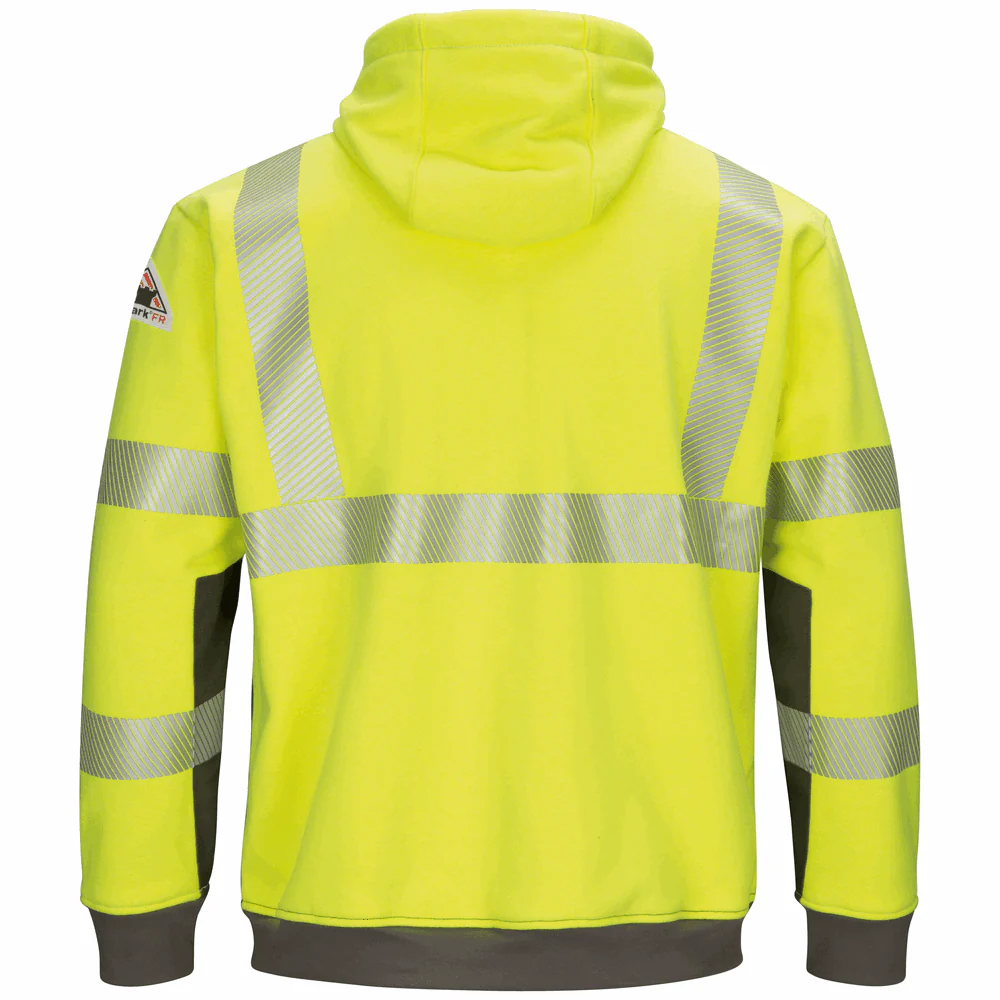 Men's Hi-Visibility Color Block Pullover Fleece Sweatshirt - HG-High Vis Yellow | Bulwark SMB4 - Image 2