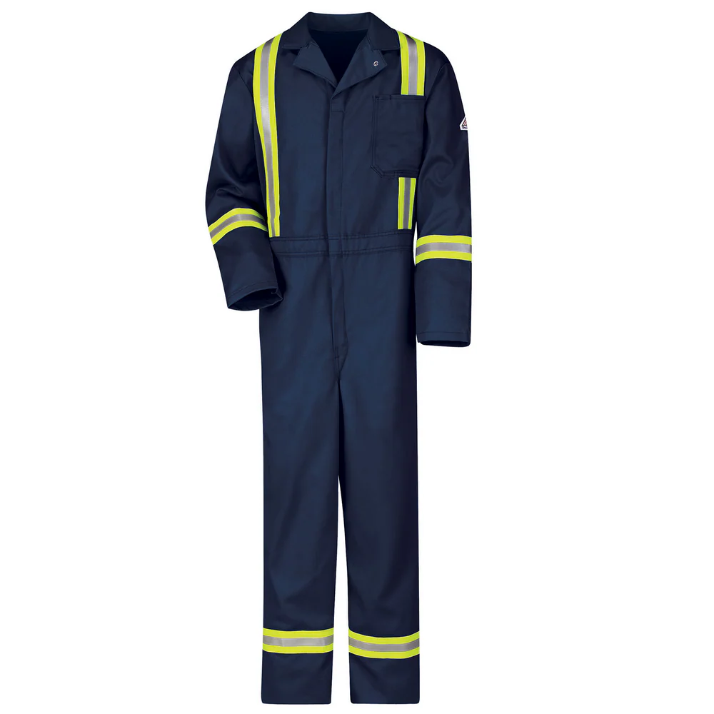 MIDWEIGHT EXCEL FR CLASSIC COVERALL WITH REFLECTIVE TRIM - NV-Navy | Bulwark CECT