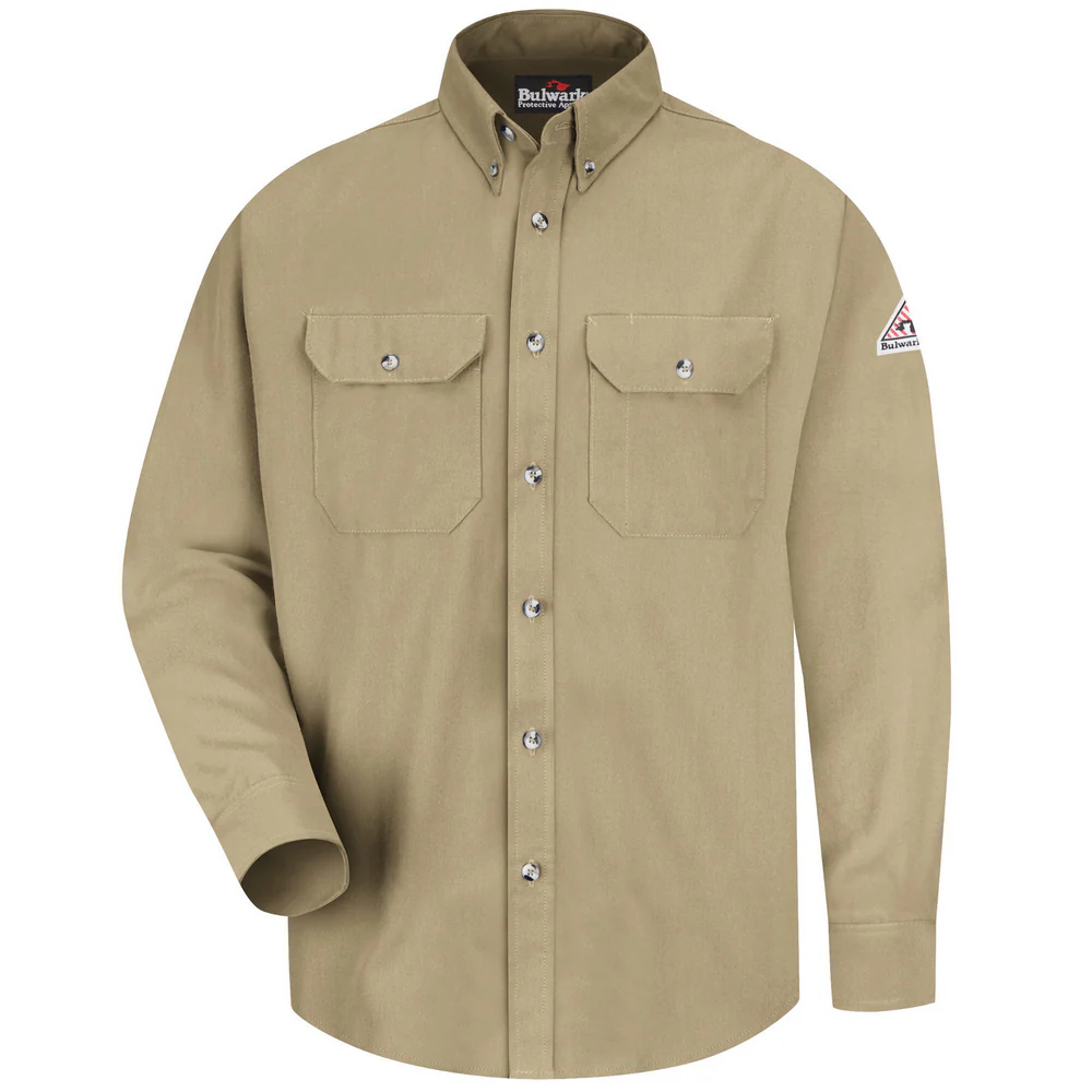 MIDWEIGHT FR DRESS UNIFORM SHIRT - KH-Khaki | Bulwark SMU2