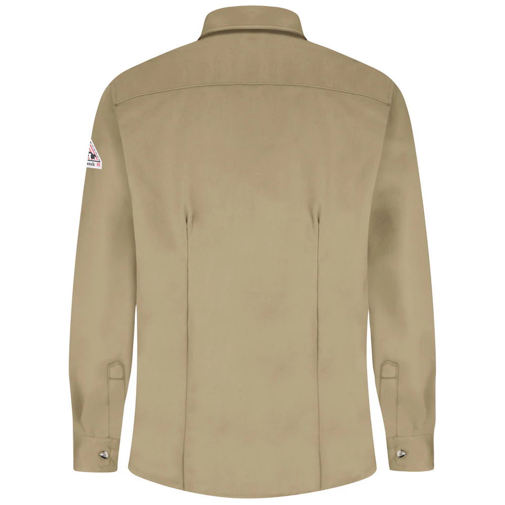 MIDWEIGHT FR LONG SLEEVE UNIFORM DRESS SHIRT - KH-Khaki | Bulwark SLU3 - Image 2