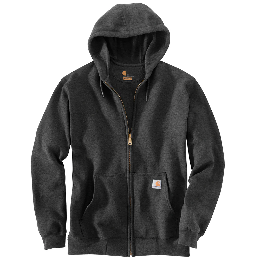 MIDWEIGHT HOODED ZIP FRONT SWEATSHIRT - 026-Carbon Heather | Carhartt K122 - Image 2