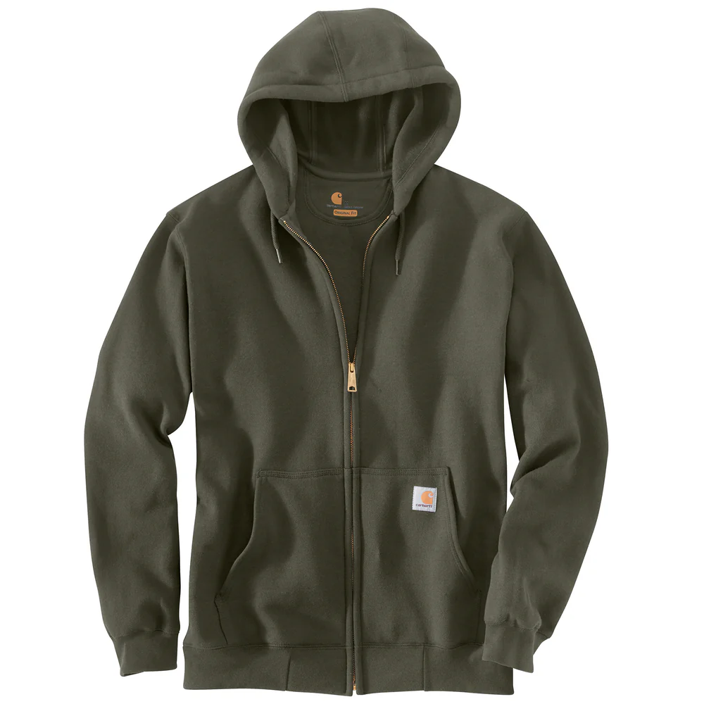 MIDWEIGHT HOODED ZIP FRONT SWEATSHIRT - 316-Moss | Carhartt K122 - Image 2