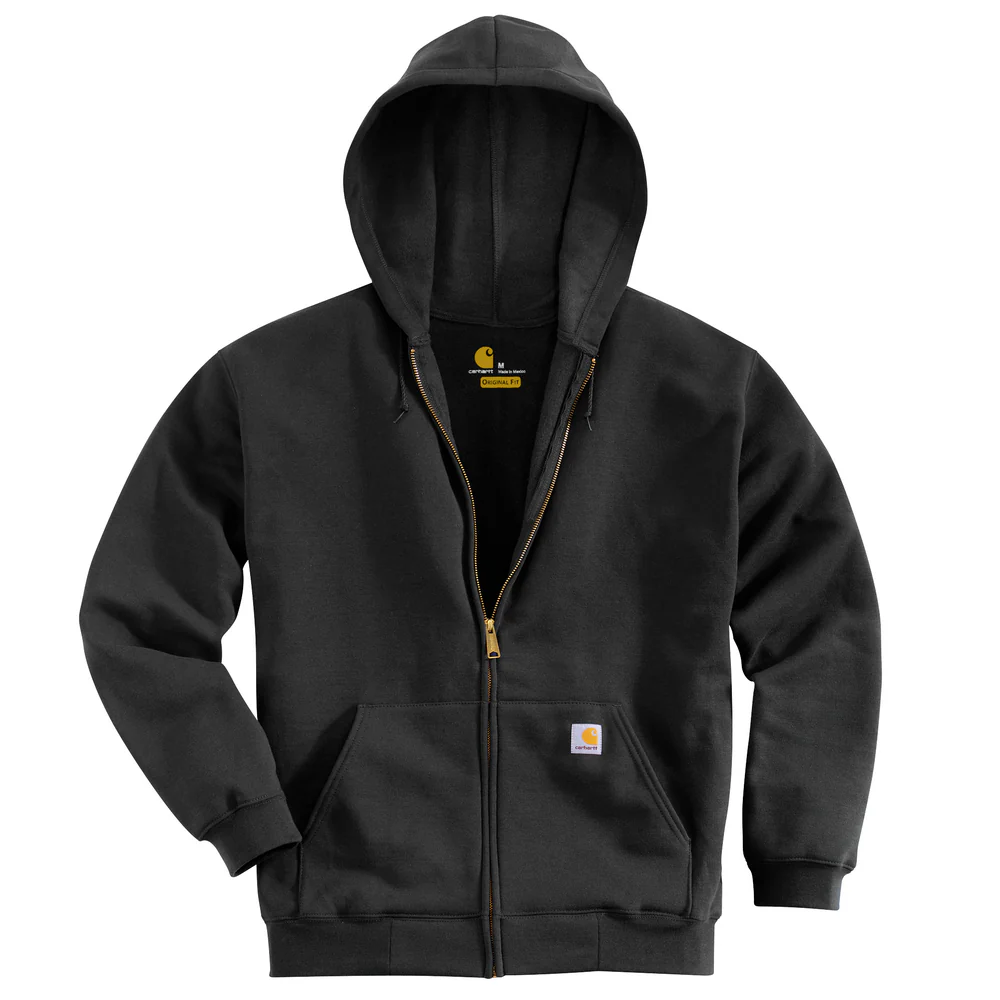 MIDWEIGHT HOODED ZIP FRONT SWEATSHIRT - BLK-Black | Carhartt K122 - Image 2
