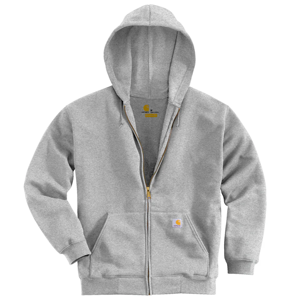 MIDWEIGHT HOODED ZIP FRONT SWEATSHIRT - HGY-Heather Gray | Carhartt K122 - Image 2