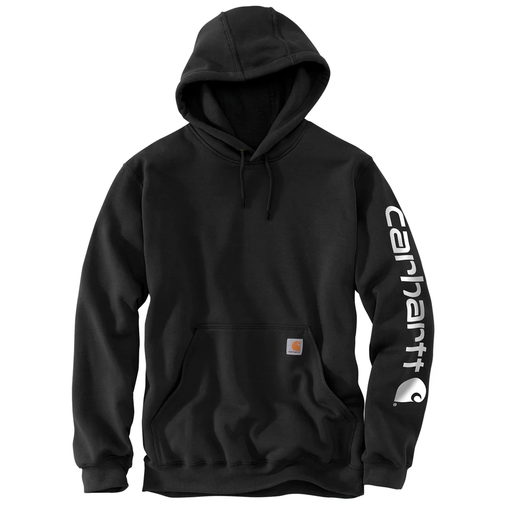 MIDWEIGHT SIGNATURE SLEEVE LOGO HOODED SWEATSHIRT - BLK-Black | Carhartt K288 - Image 2