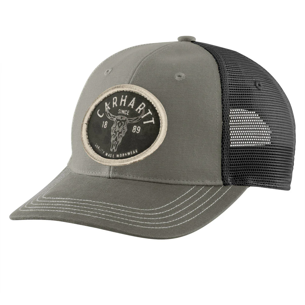 Montana Canvas Mesh-Back Longhorn Patch Cap - DOV-Dusty Olive | Carhartt 106343 - Image 2