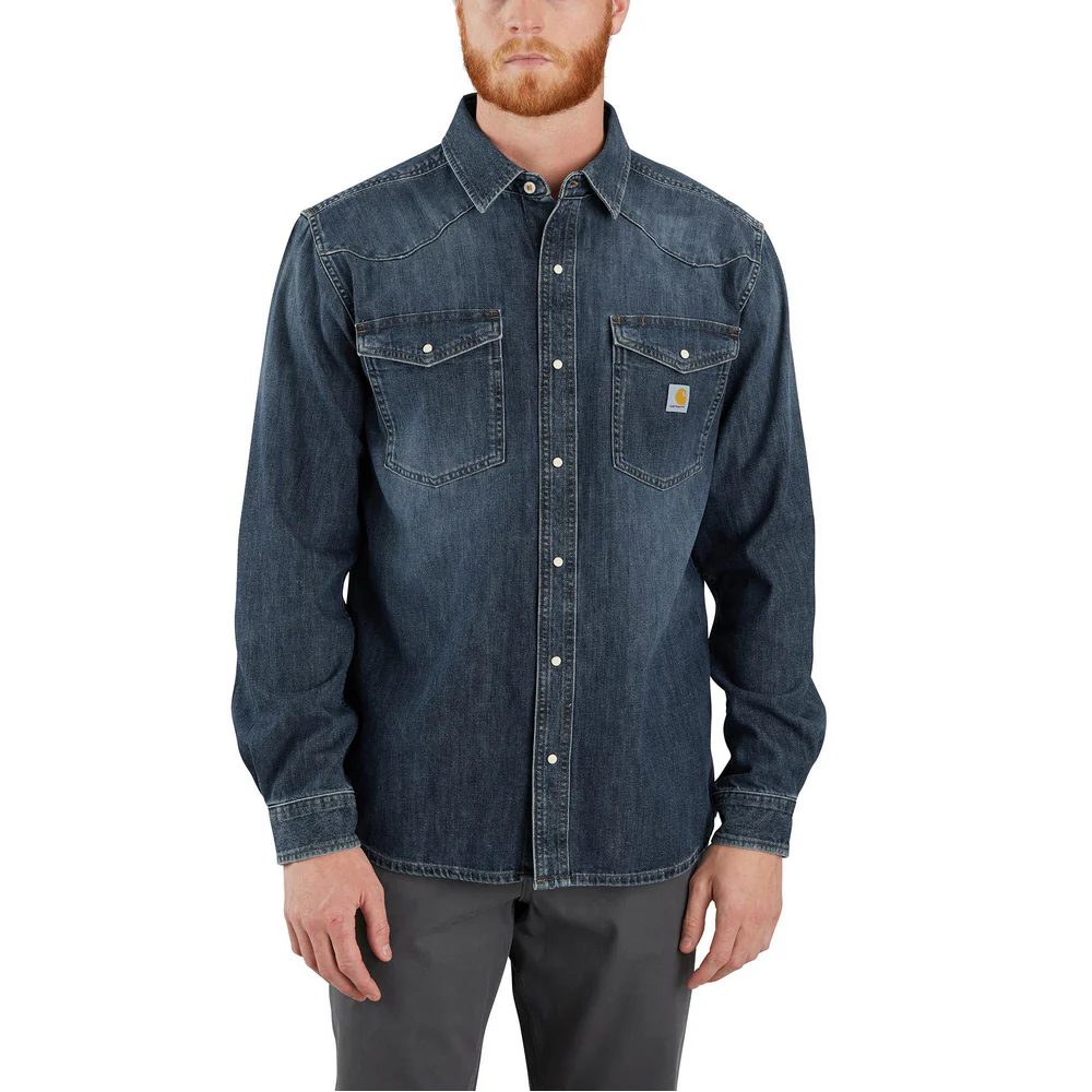Montana Relaxed Fit Midweight Denim Long-Sleeve Snap Front Shirt - HK3-Wyatt | Carhartt 106429 - Image 2