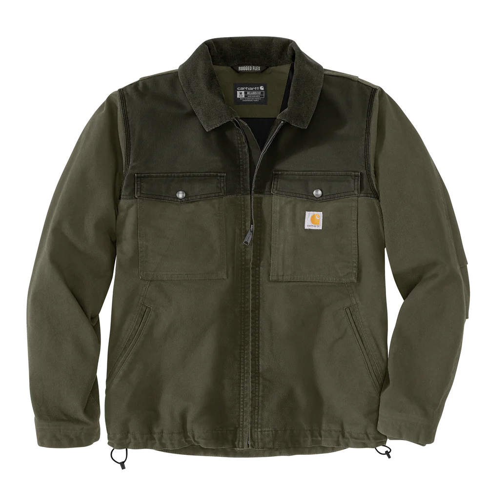 Montana Rugged Flex® Duck Relaxed Fit Insulated Jacket - GH9-Moss/Olive | Carhartt 106432