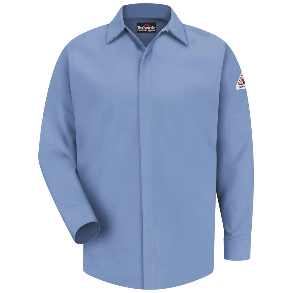 POCKETLESS CONCEALED-GRIPPER FR WORK SHIRT - LB-Light Blue | Bulwark SMS2