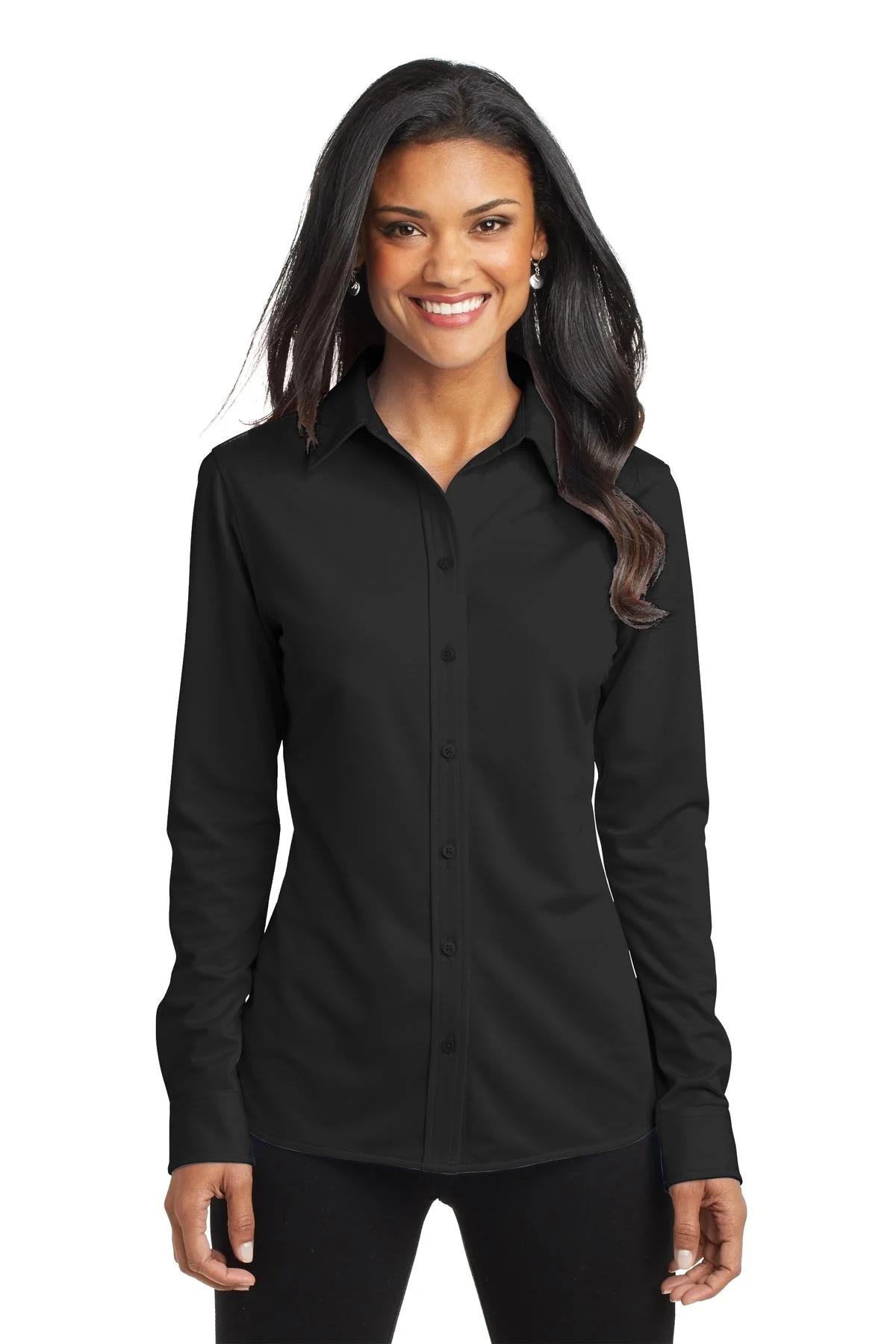 Port Authority Ladies Dimension Knit Dress Shirt - Black | L570