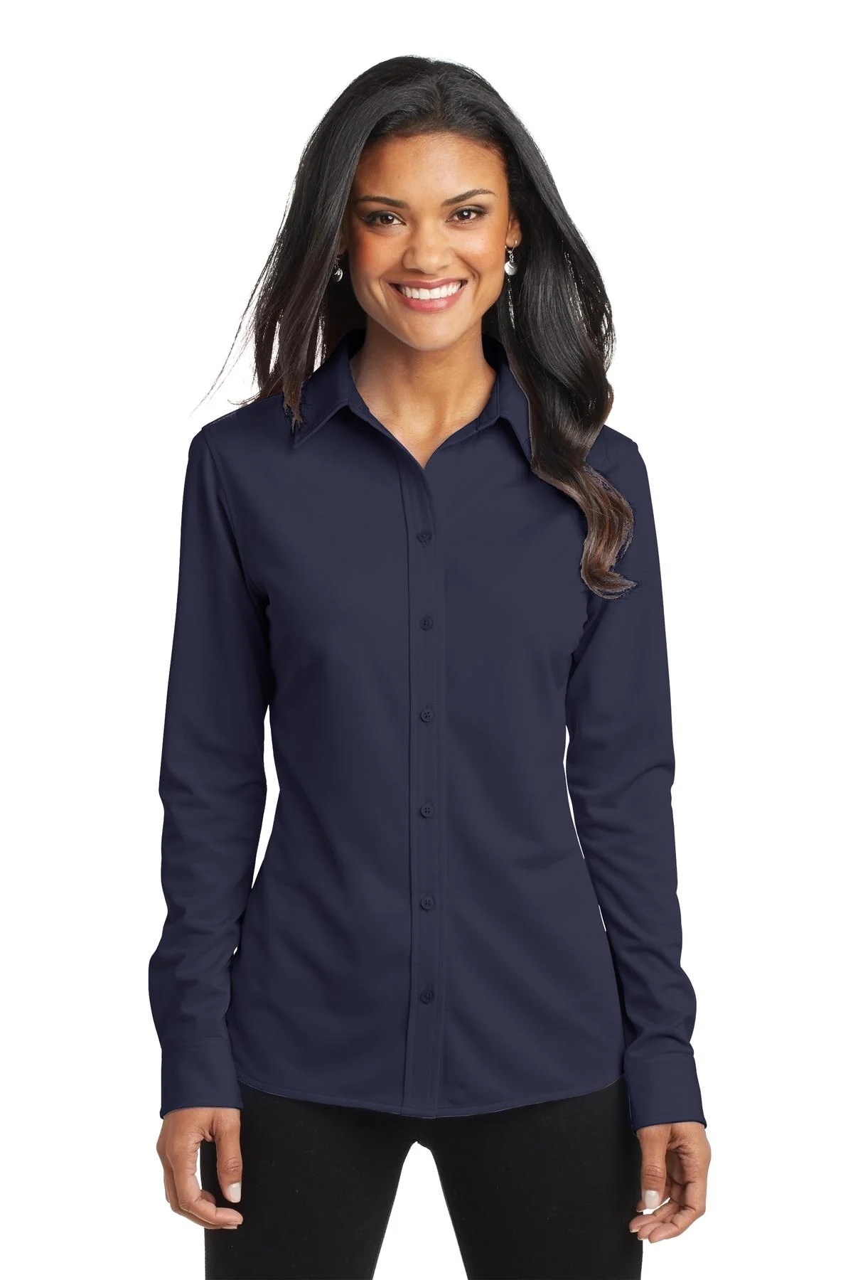 Port Authority Ladies Dimension Knit Dress Shirt - Dark Navy | L570
