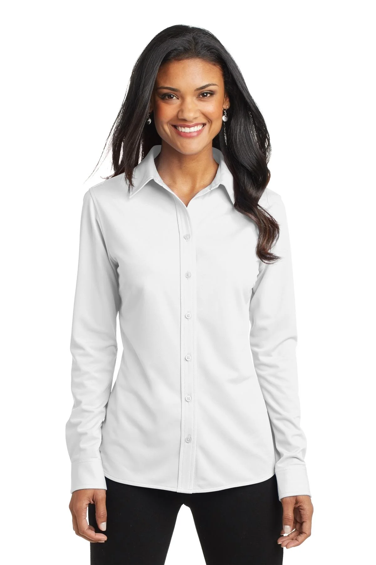 Port Authority Ladies Dimension Knit Dress Shirt - White | L570