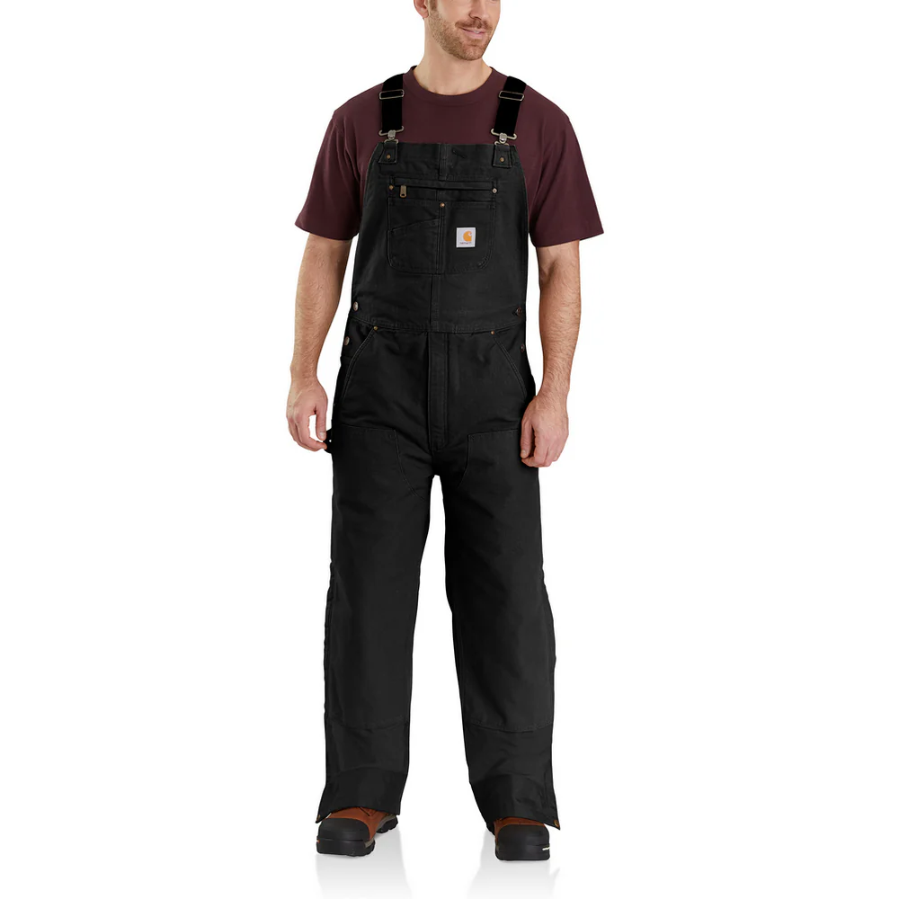 QUILT LINED WASHED DUCK BIB OVERALLS - BLK-Black | Carhartt 104031