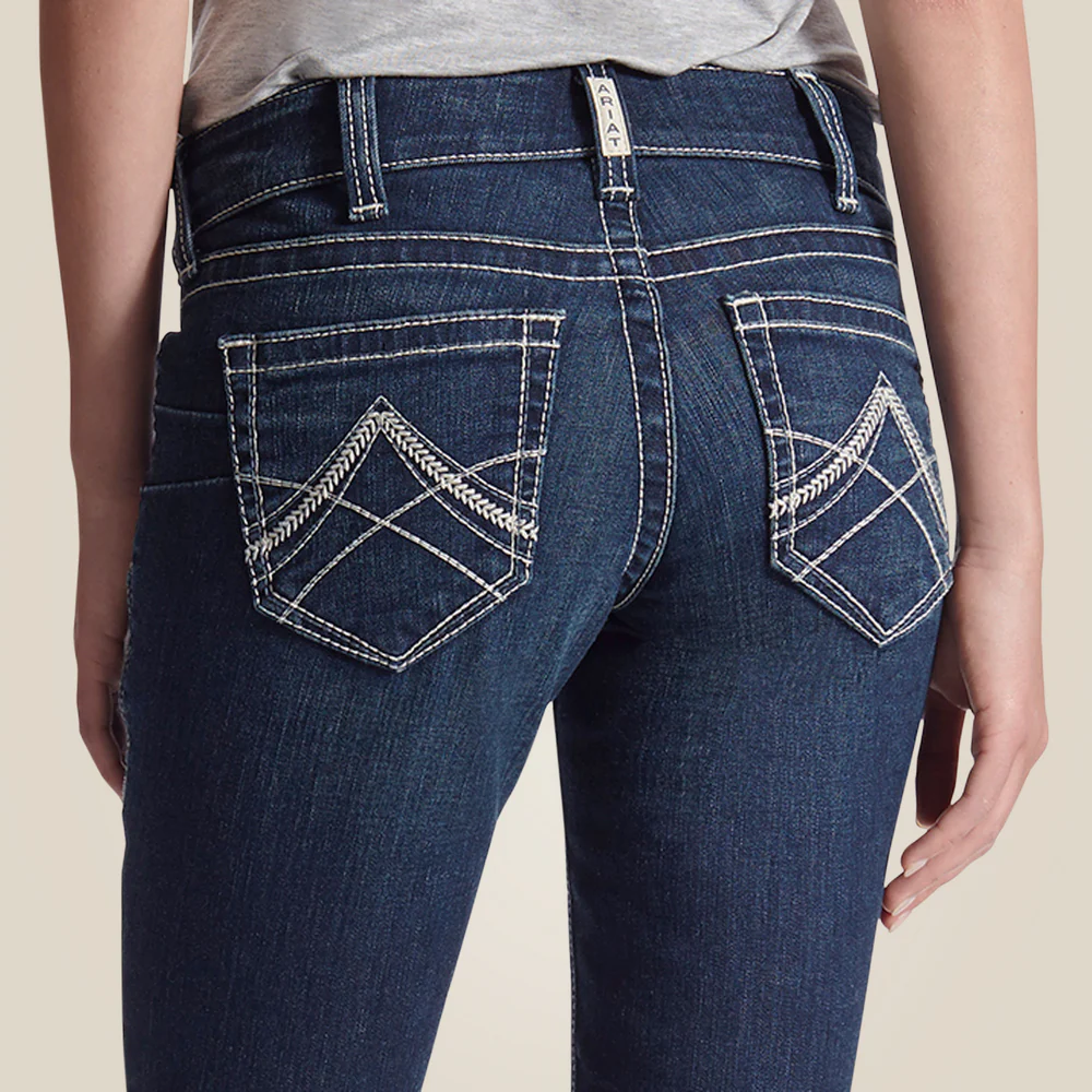 R.E.A.L. Mid Rise  Icon Stackable Straight Leg Jean - 400-Ocean | Ariat 10017216 - Image 2