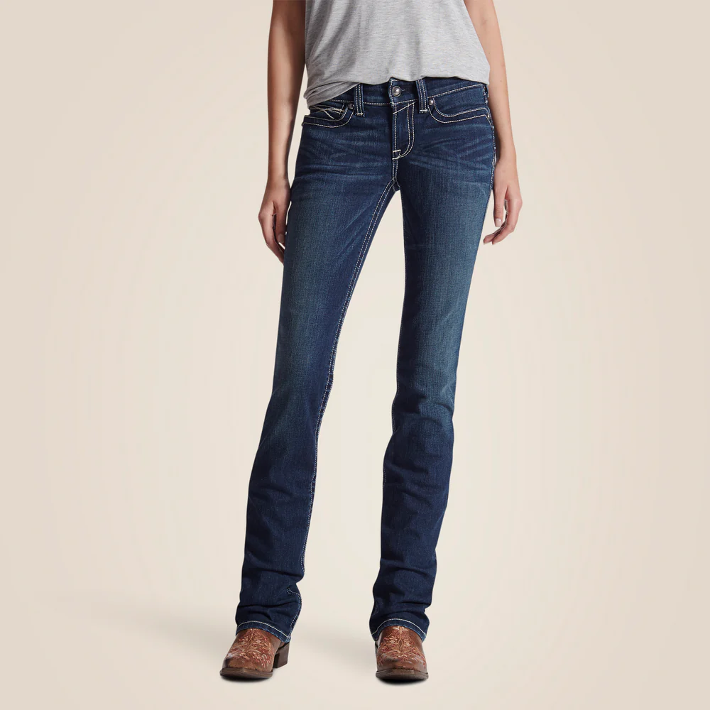 R.E.A.L. Mid Rise  Icon Stackable Straight Leg Jean - 400-Ocean | Ariat 10017216 - Image 5