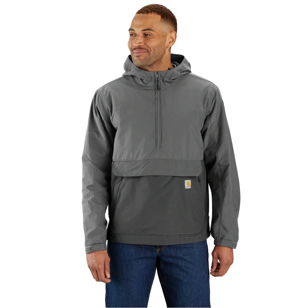 Rain Defender Loose Fit Lightweight Packable Anorak - EA7-Steel-Gravel | Carhartt 105749