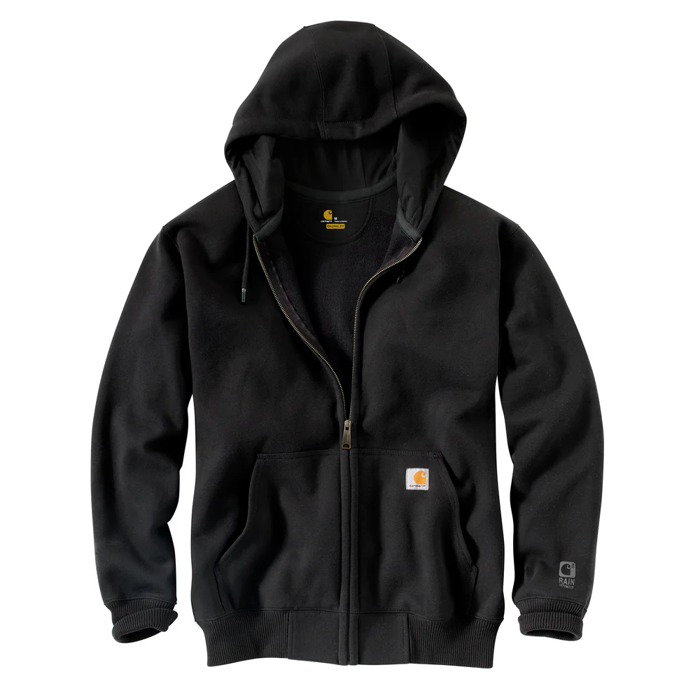 RAIN DEFENDER PAXTON HEAVYWEIGHT HOODED ZIP FRONT SWEATSHIRT - 001-Black | Carhartt 100614 - Image 2