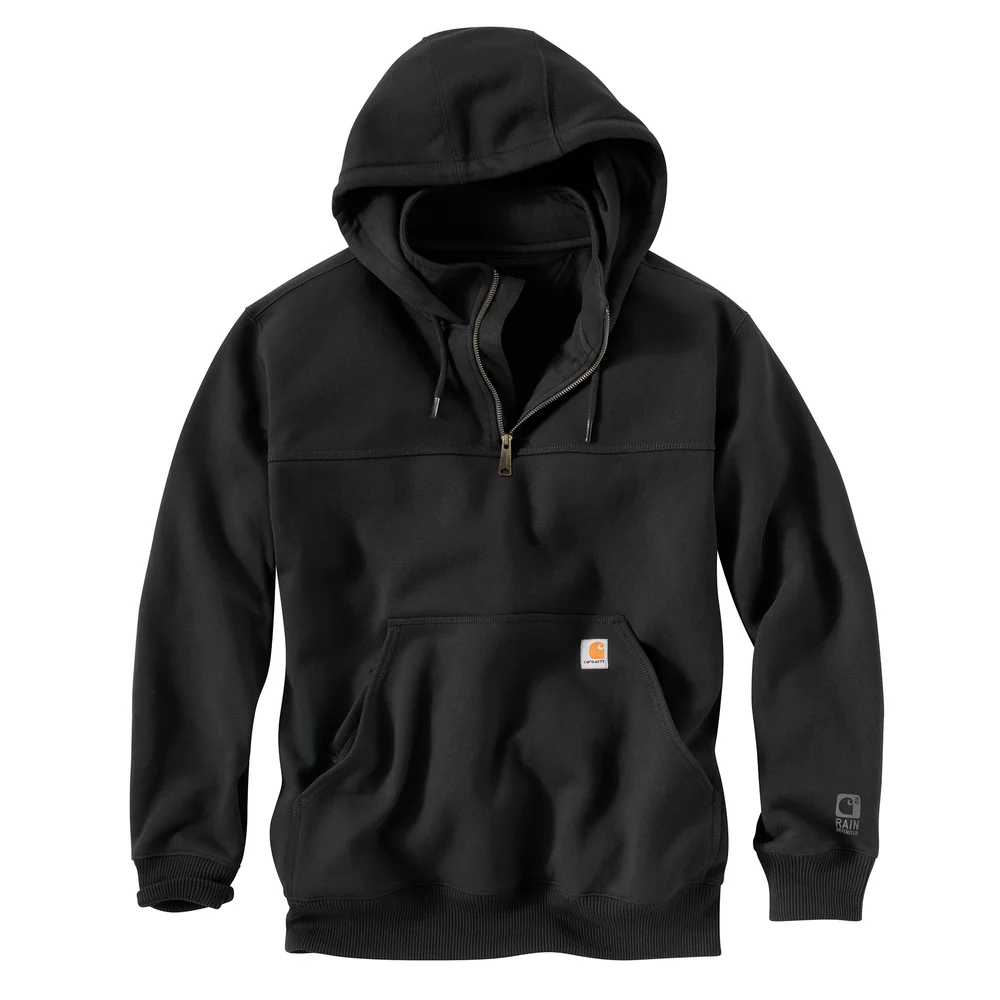 RAIN DEFENDER PAXTON HEAVYWEIGHT HOODED ZIP MOCK SWEATSHIRT - 001-Black | Carhartt 100617 - Image 2