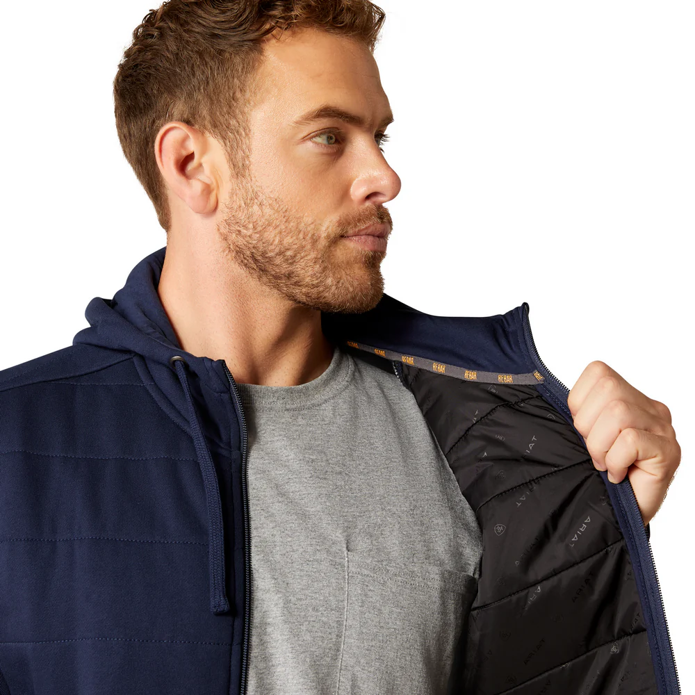 Rebar All-Weather Insulated Full Zip Hoodie - 410-Navy | Ariat 10053058 - Image 3