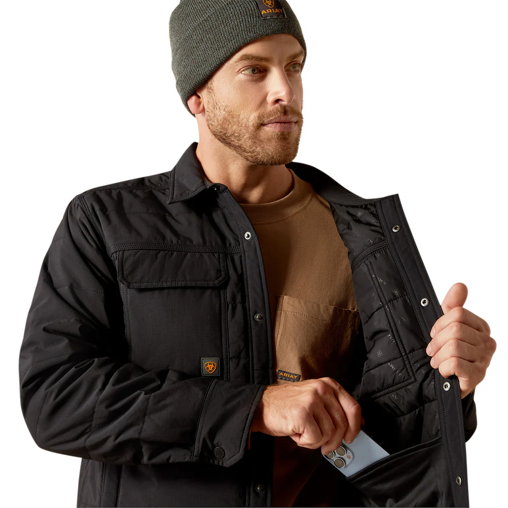 Rebar Cordura Ripstop Insulated Shirt Jacket - 001-Black | Ariat 10052120 - Image 3