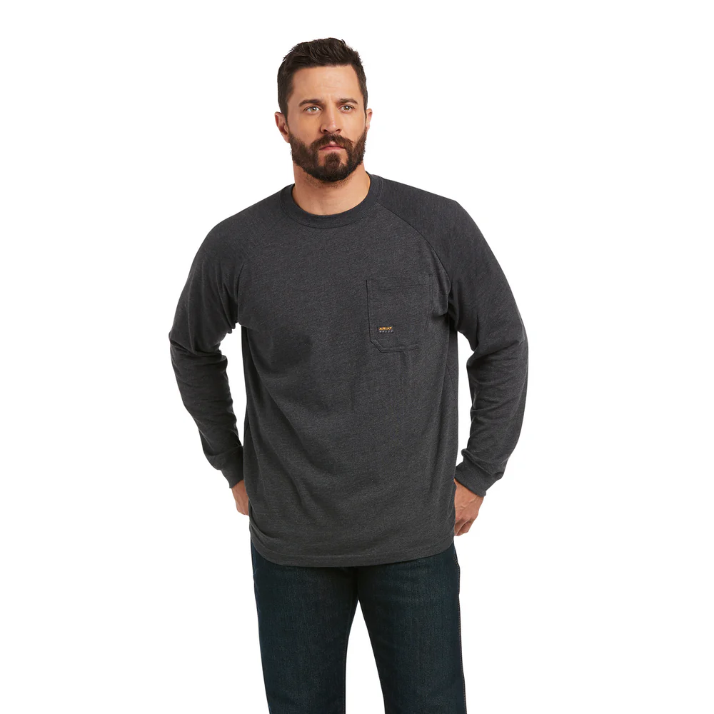 REBAR COTTON-STRONG BRAND FLAG LONG-SLEEVE T-SHIRT - 010-Charcoal | Ariat 10037700 - Image 2