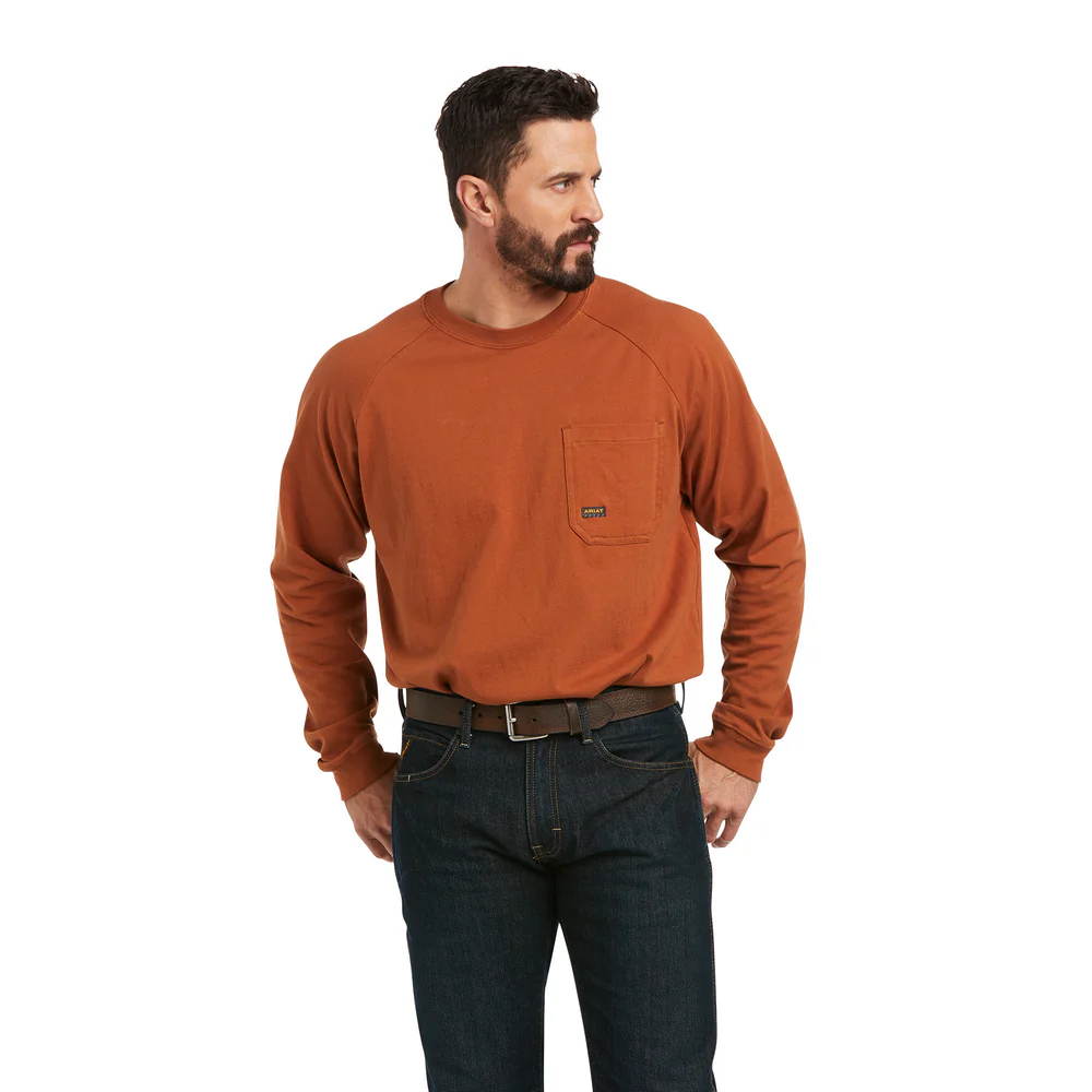 REBAR COTTON-STRONG BRAND FLAG LONG-SLEEVE TEE - 200-Brown | Ariat 10037701 - Image 2