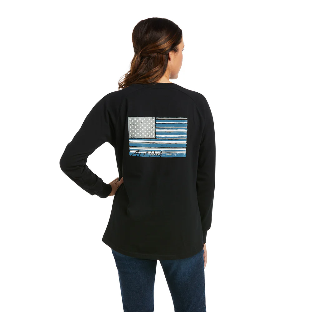 REBAR COTTON-STRONG FLAG LONG-SLEEVE TEE - 001-Black | Ariat 10037703