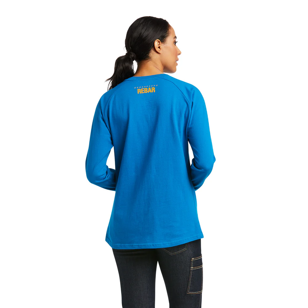 REBAR COTTON-STRONG LONG-SLEEVE TEE - 400-Blue | Ariat 10037434 - Image 2