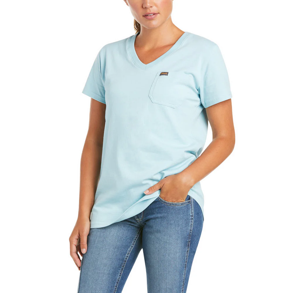 REBAR COTTON STRONG RETRO FLAG SHORT-SLEEVE TOP - 400-Blue | Ariat 10035406 - Image 2
